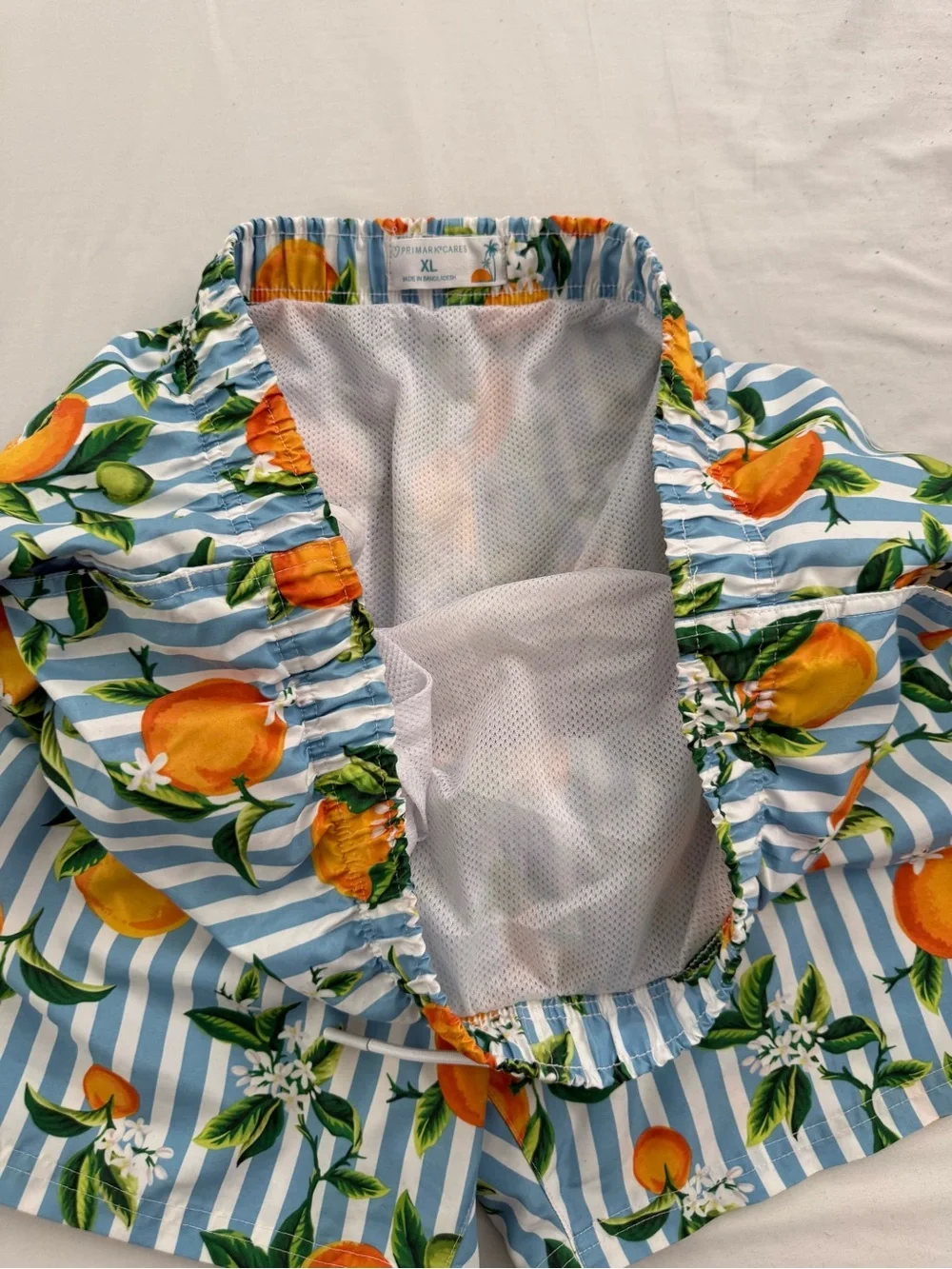 Primark Blue and Orange Striped Citrus Drawstring Shorts